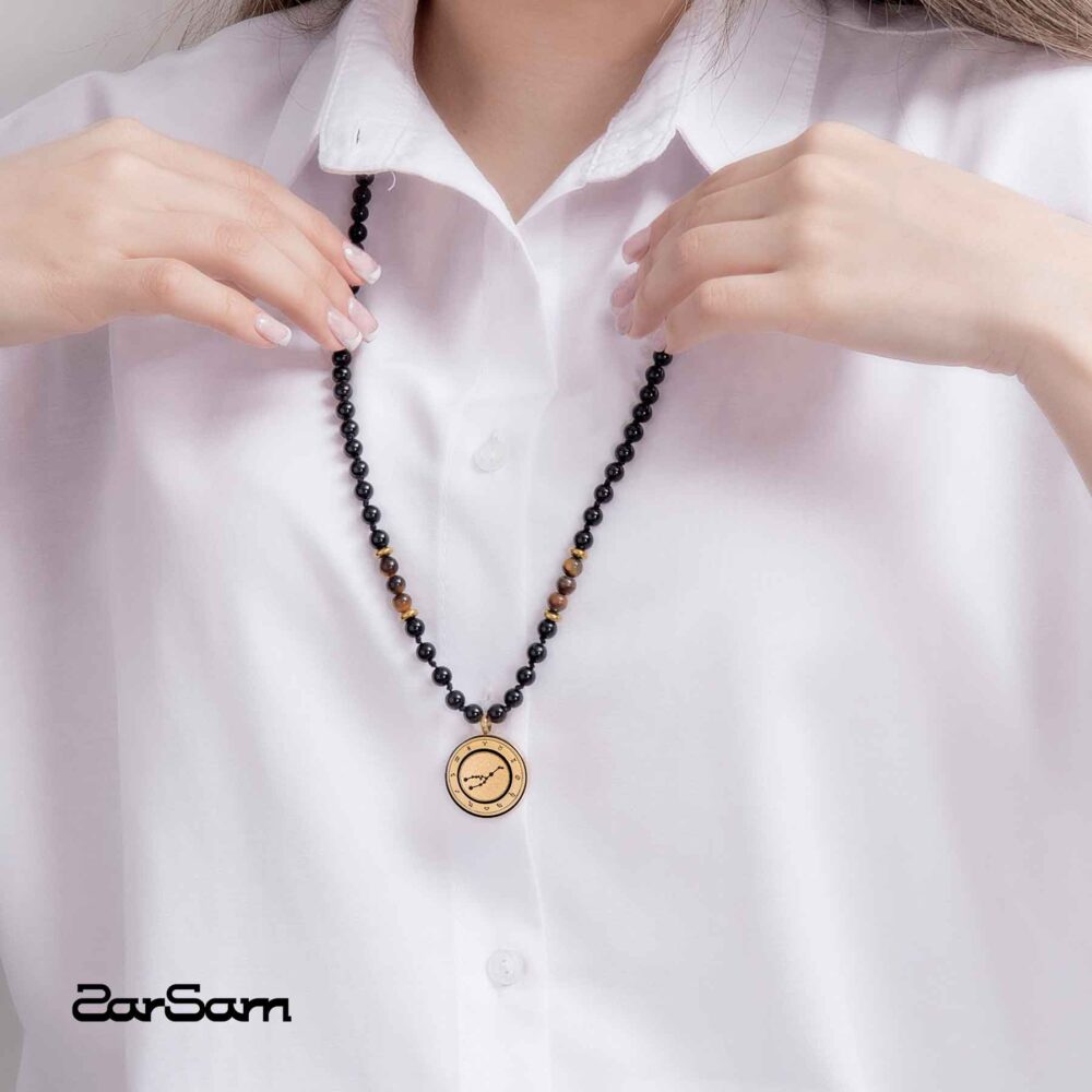 گردنبند یونیسکس اردیبهشت زودیاک با ورق طلا و سنگ سری مانی کلاسیک - 2