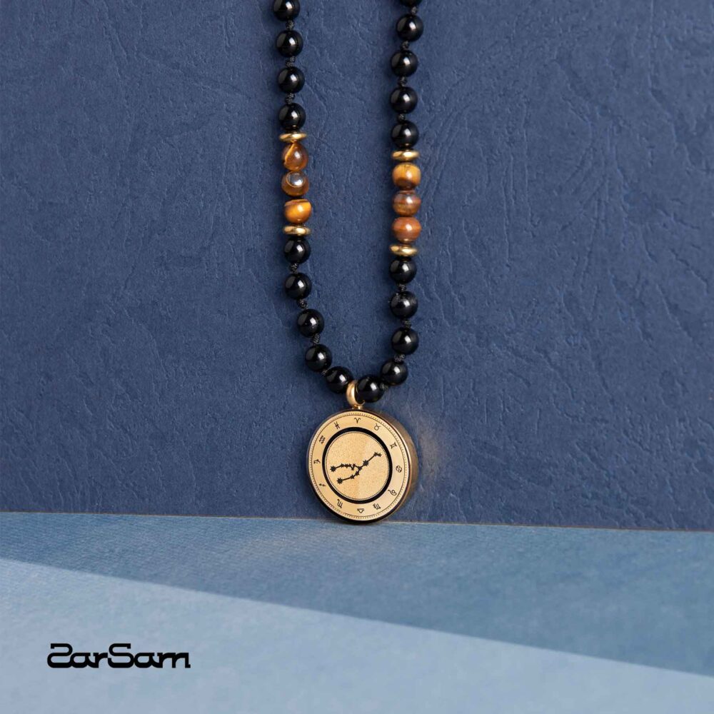 گردنبند یونیسکس اردیبهشت زودیاک با ورق طلا و سنگ سری مانی کلاسیک - 3