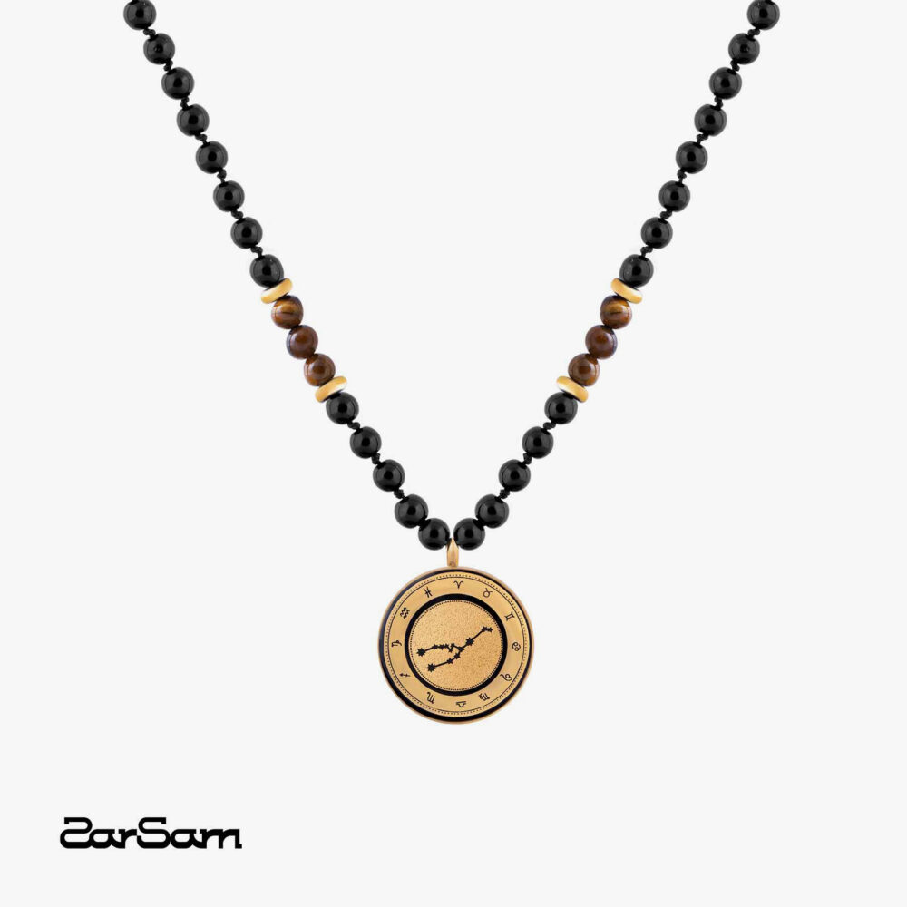 گردنبند یونیسکس اردیبهشت زودیاک با ورق طلا و سنگ سری مانی کلاسیک - 1