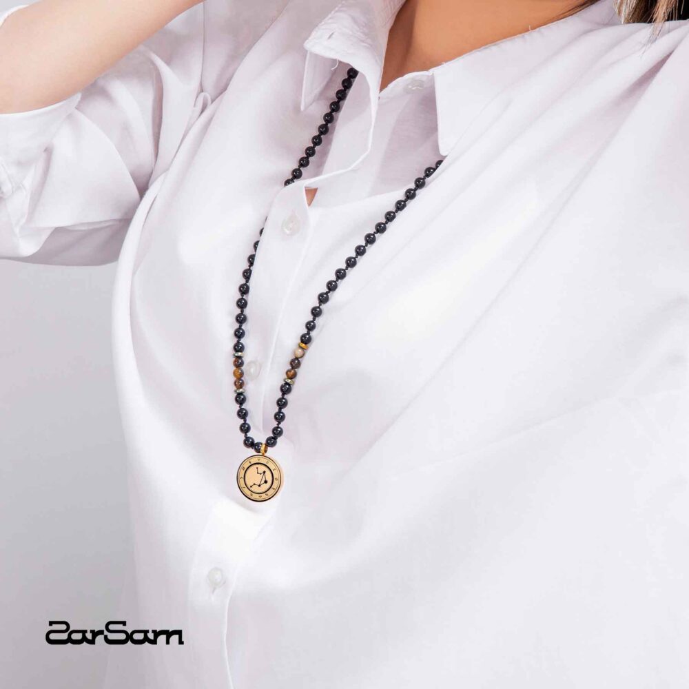 گردنبند یونیسکس مهر زودیاک با ورق طلا و سنگ سری مانی کلاسیک - 2