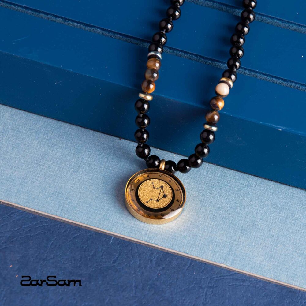 گردنبند یونیسکس مهر زودیاک با ورق طلا و سنگ سری مانی کلاسیک - 3