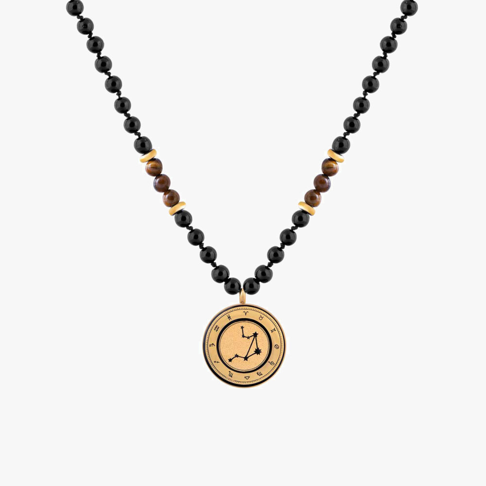 10013212-W-1.jpg گردنبند یونیسکس مهر زودیاک با ورق طلا و سنگ سری مانی کلاسیک - 1