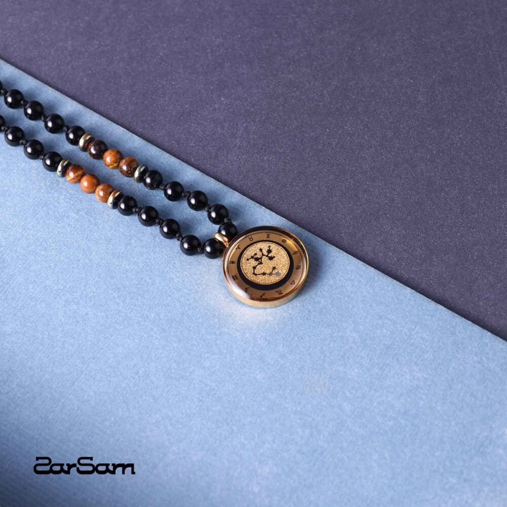 گردنبند یونیسکس آذر زودیاک با ورق طلا و سنگ سری مانی کلاسیک - 3