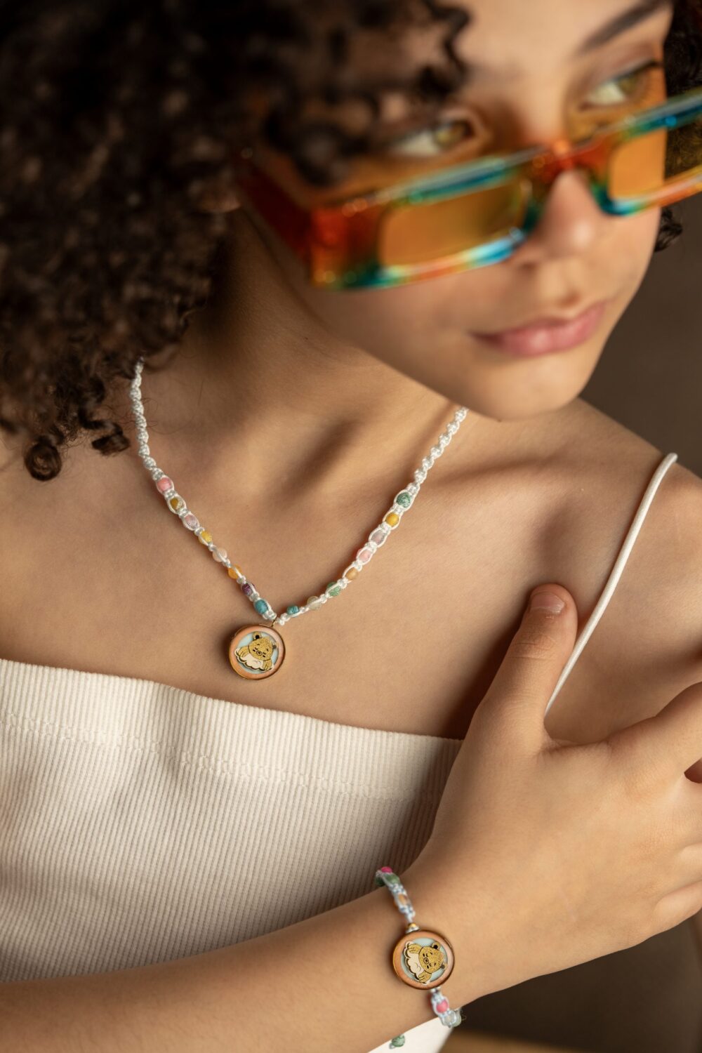 گردنبند بچه گانه پاندا با ورق طلا و سنگ سری شادی - 2