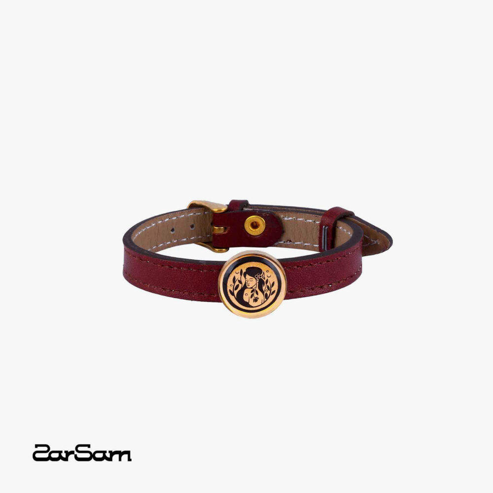 دستبند زنانه شکوه با ورق طلا و چرم سری زندگی - 1