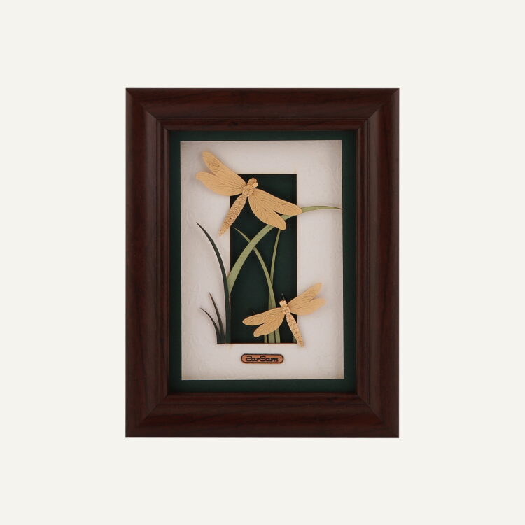 تابلو طلا طبیعت سنجاقک