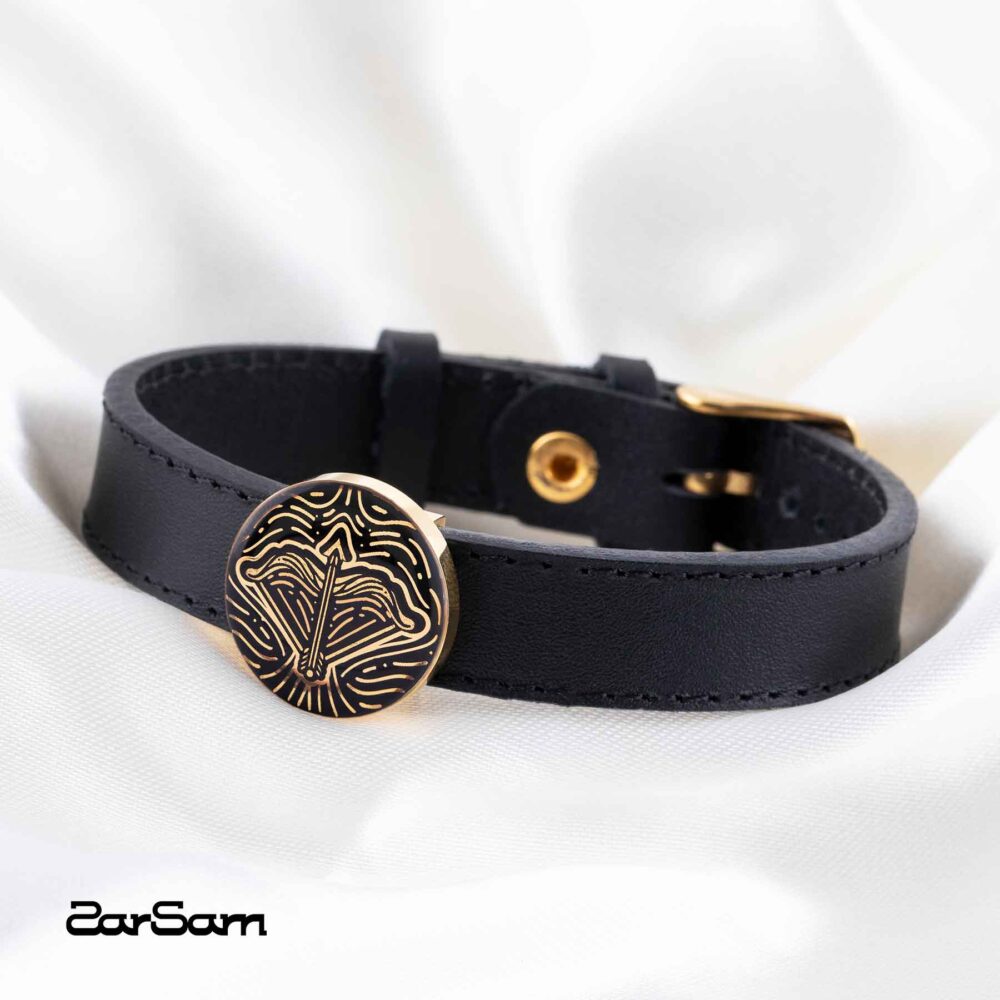 دستبند مردانه آذر با ورق طلا و چرم سری سپهر - 2