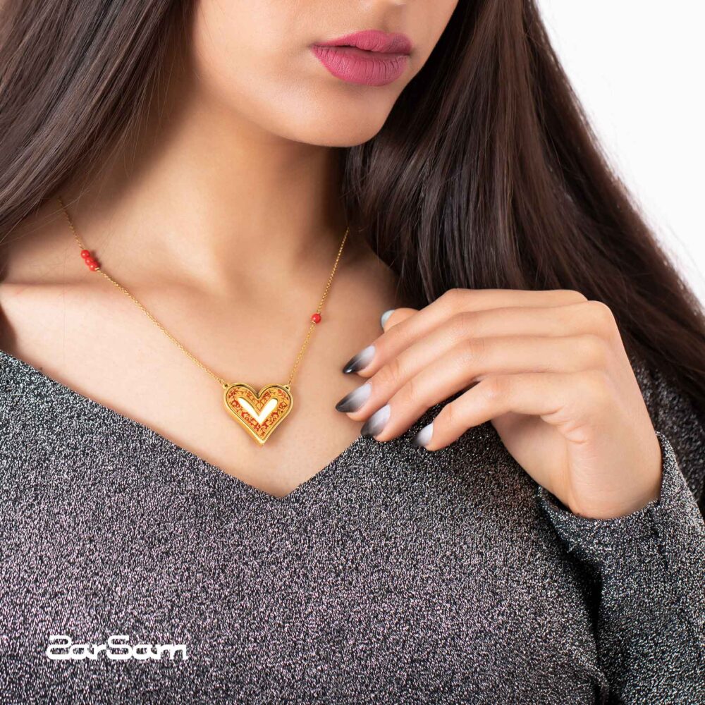 گردنبند زنانه نفس با ورق طلا و زنجیر سری جانا - 3