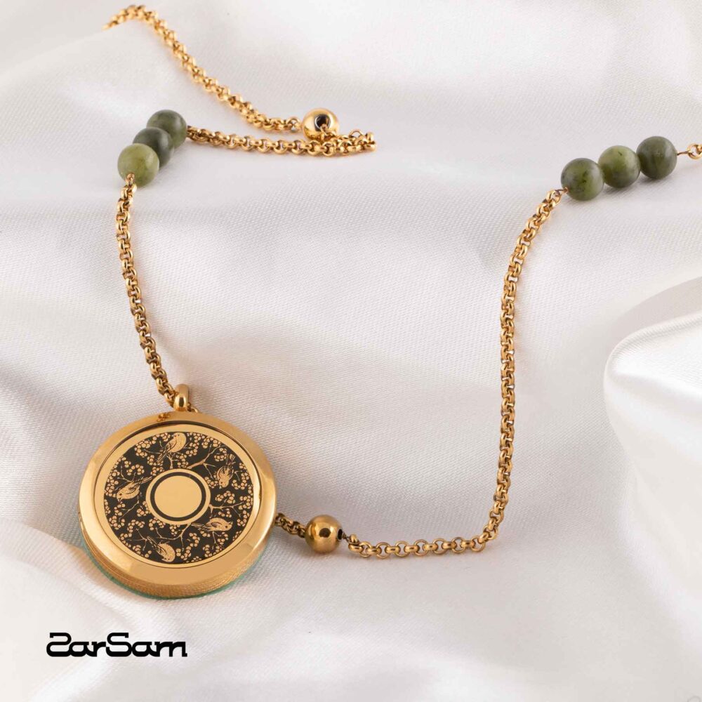 گردنبند زنانه آشیانه با ورق طلا و زنجیر سری لاکت نیاز - 3