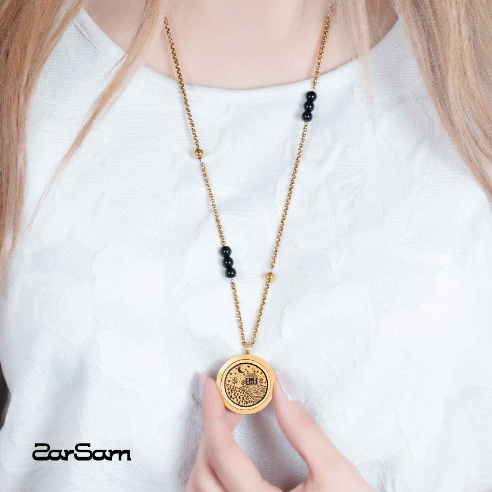 گردنبند زنانه خانه با ورق طلا و زنجیر سری لاکت نیاز - 2