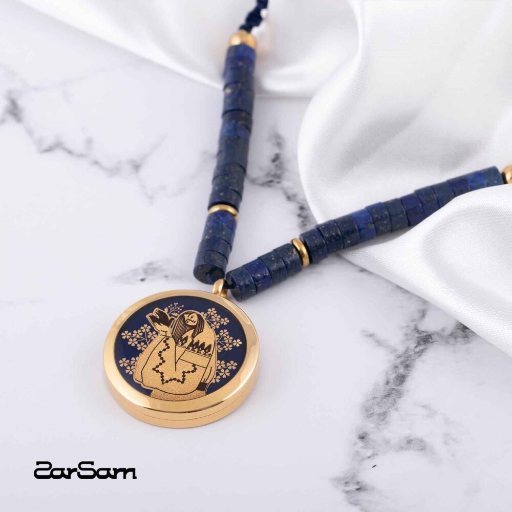 گردنبند زنانه عاطفه با ورق طلا و سنگ سری لاکت راز - 3