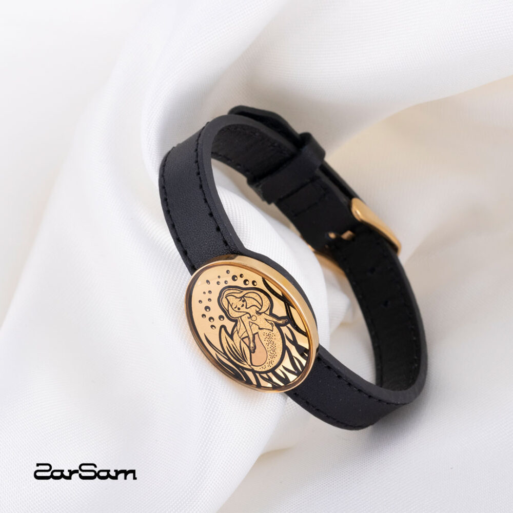 دستبند زنانه پری دریایی با ورق طلا و چرم سری برنا - 3