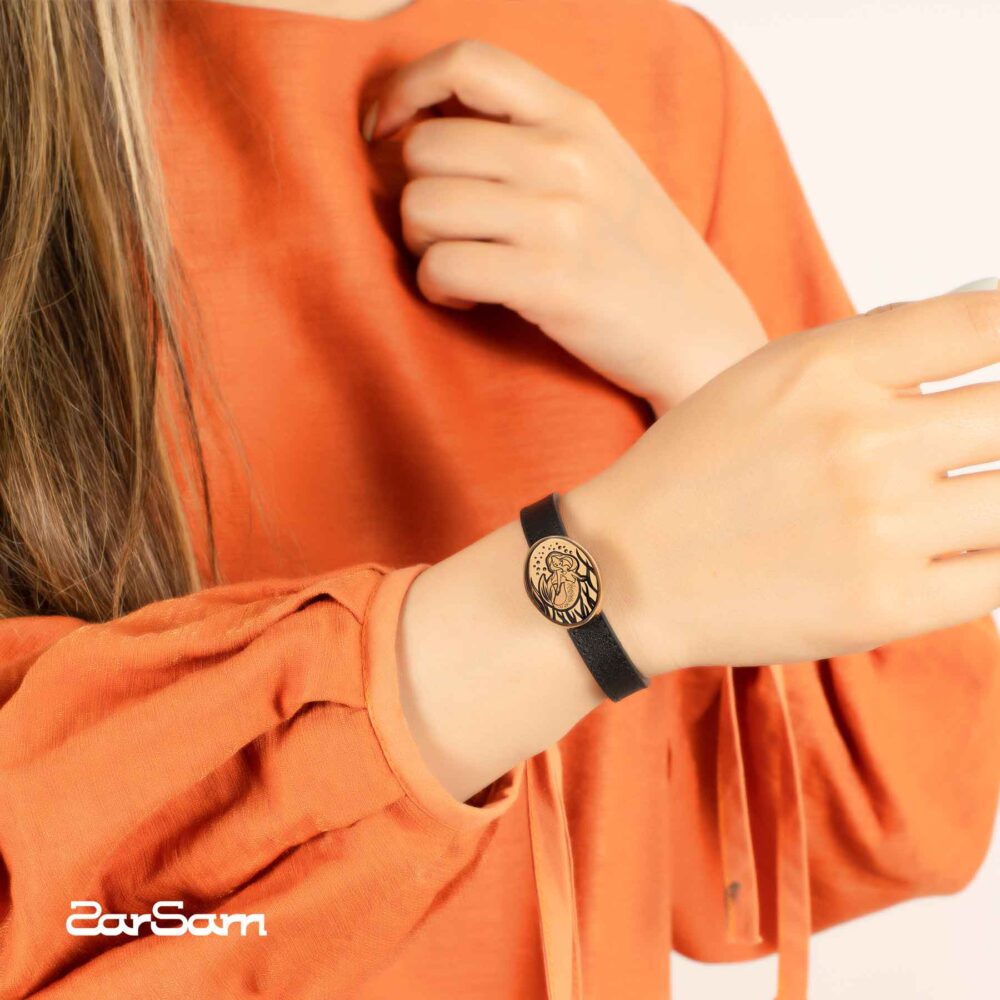 دستبند زنانه پری دریایی با ورق طلا و چرم سری برنا - 2