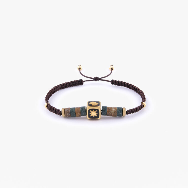 دستبند زنانه فلک با ورق طلا و سنگ سری زینو