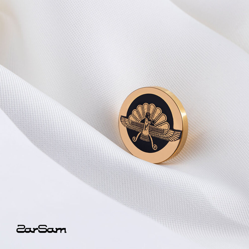 بج سینه مردانه هخامنش با ورق طلا سری سپند - 2