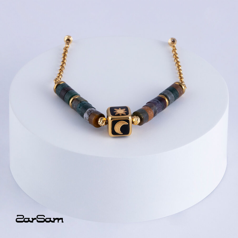 گردنبند زنانه فلک با ورق طلا و سنگ سری زینو - 4