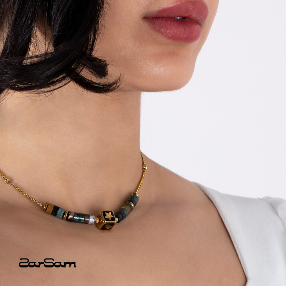 گردنبند زنانه فلک با ورق طلا و سنگ سری زینو - 2