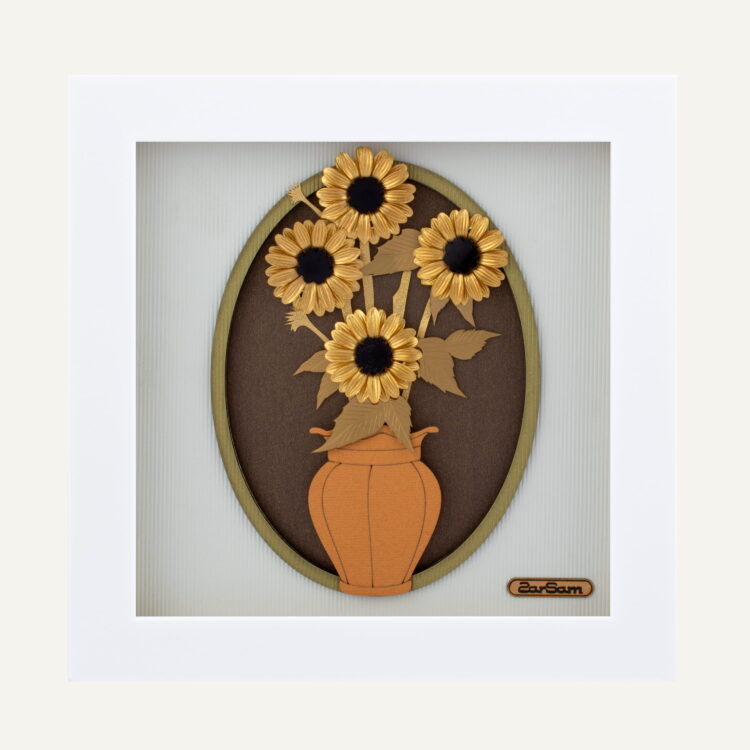 تابلو طلا طبیعت آفتابگردان