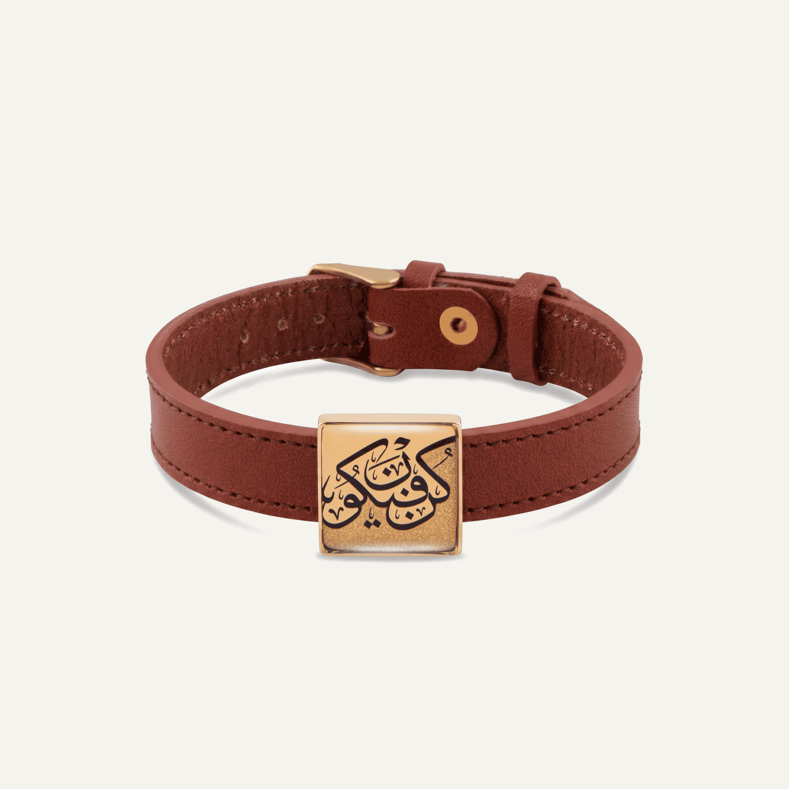 دستبند چرم ورق طلا مردانه حکمت سری آریا