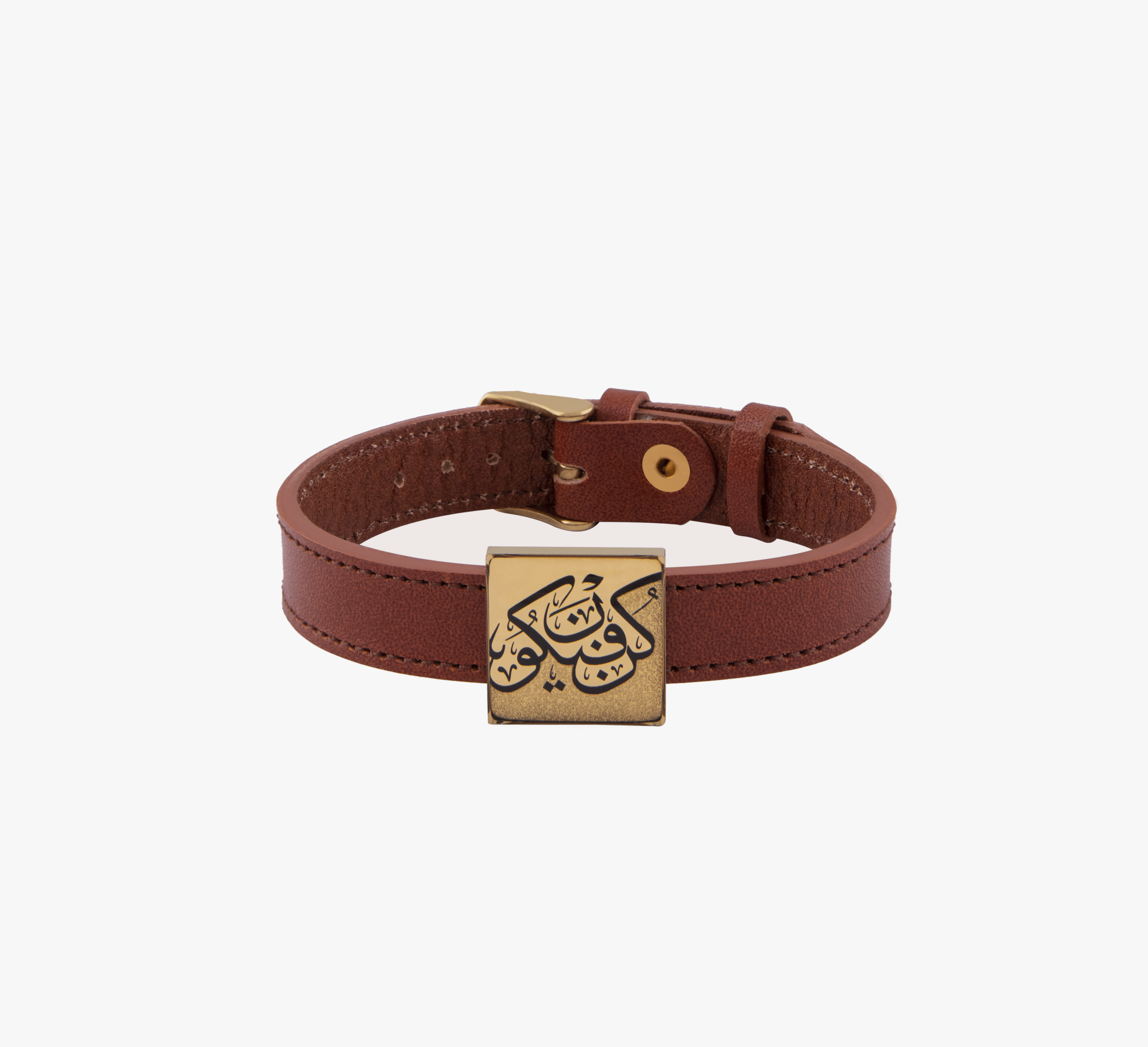 دستبند مردانه حکمت با ورق طلا و چرم سری آریا