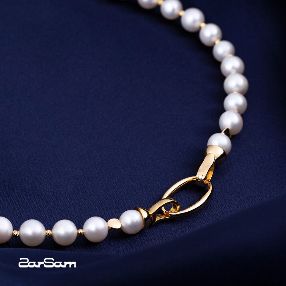 گردنبند مروارید زنانه یاسمن با آبکاری طلا سری زروار - 2
