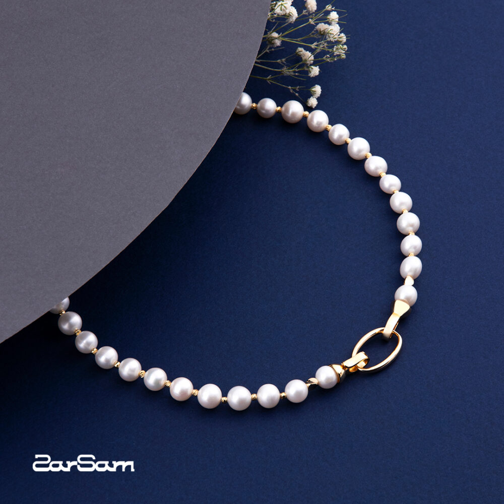 گردنبند مروارید زنانه یاسمن با آبکاری طلا سری زروار - 3