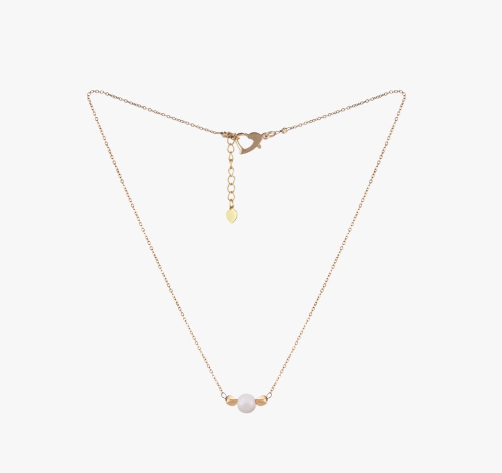 گردنبند مروارید زنانه لوتوس با آبکاری طلا سری زروار - 1