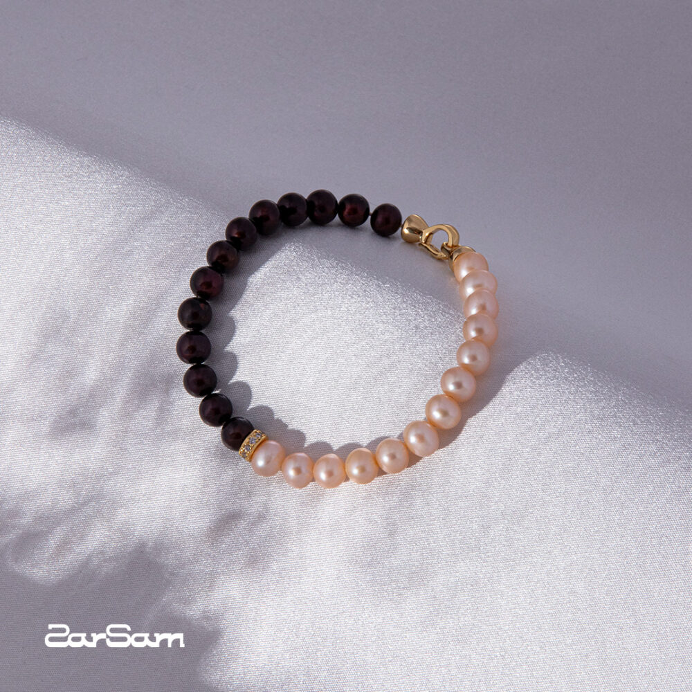 دستبند مروارید زنانه پامچال با آبکاری طلا سری زروار - 2