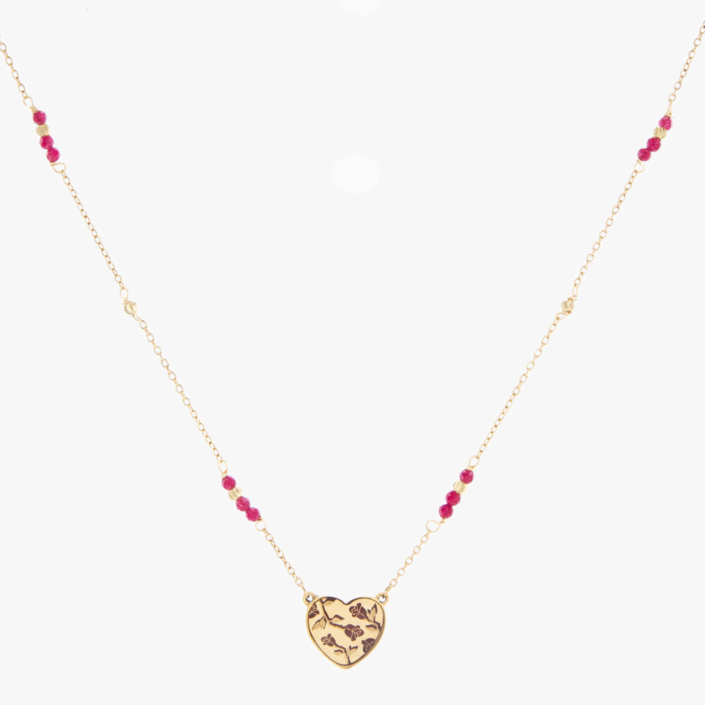 10015025-W-1.jpg گردنبند زنانه گلزار با ورق طلا و زنجیر سری همدم - 1