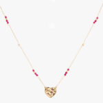 گردنبند زنانه گلزار با ورق طلا و زنجیر سری همدم