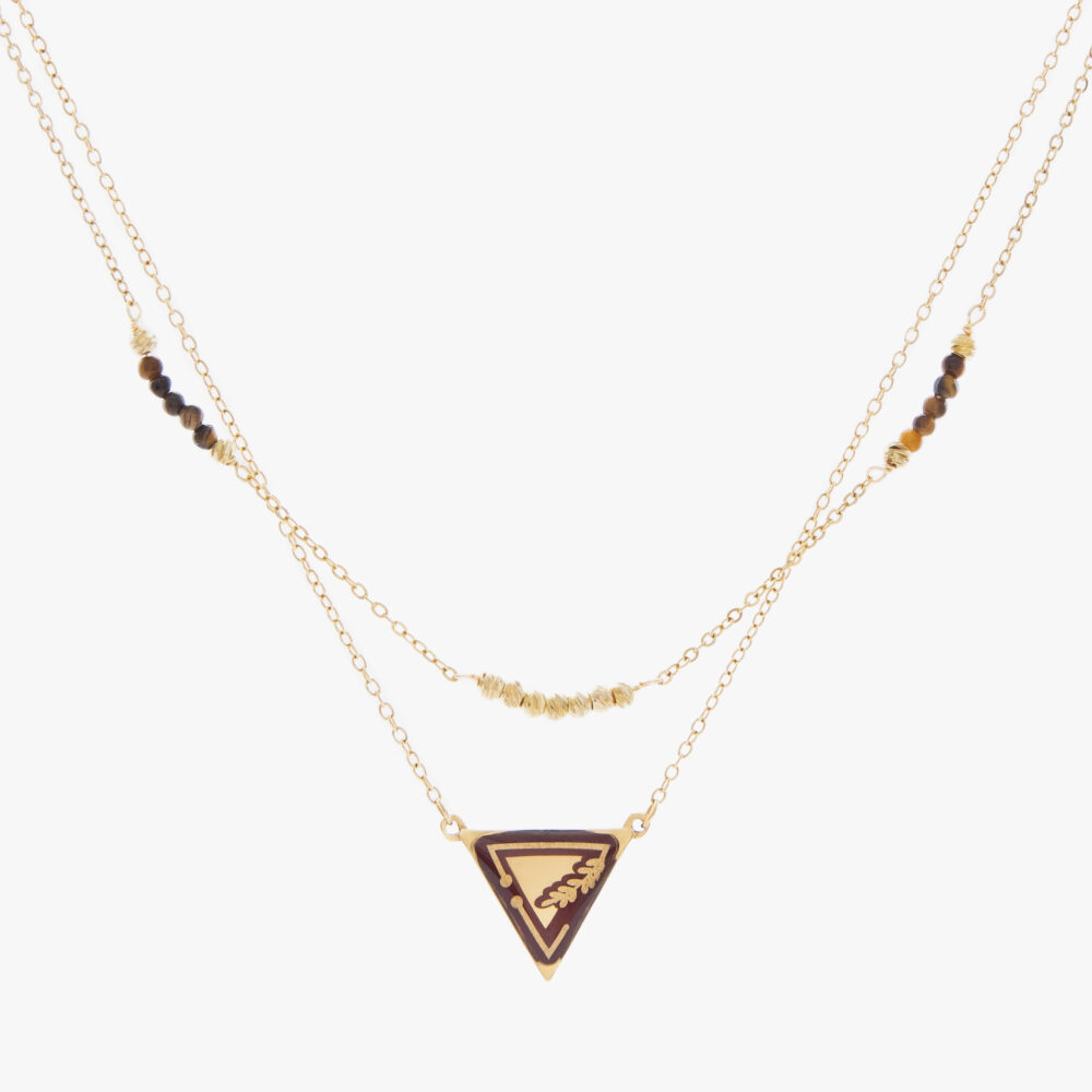 گردنبند زنانه گندم با ورق طلا و زنجیر سری هور - 1