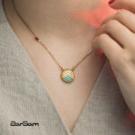 گردنبند زنانه روژان با ورق طلا و زنجیر سری دینا - 2