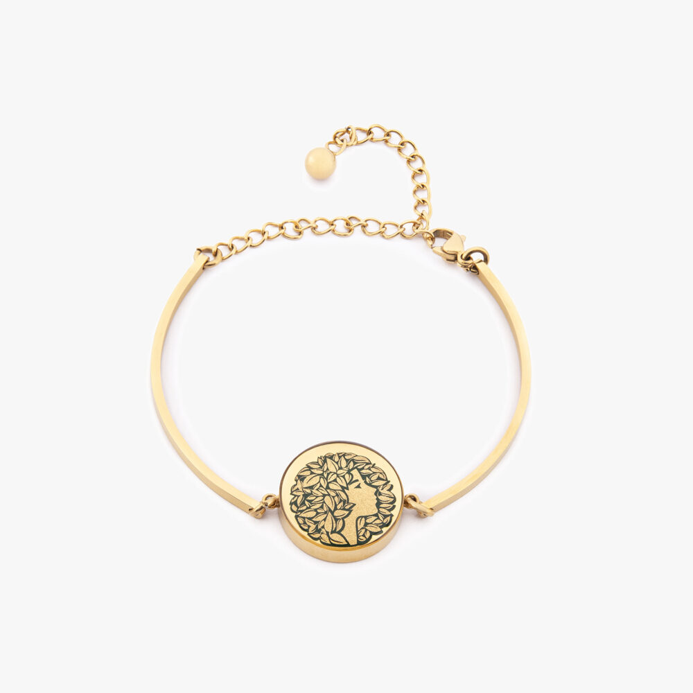 دستبند زنانه ورق طلا و زنجیر آنیل سری هما - 1