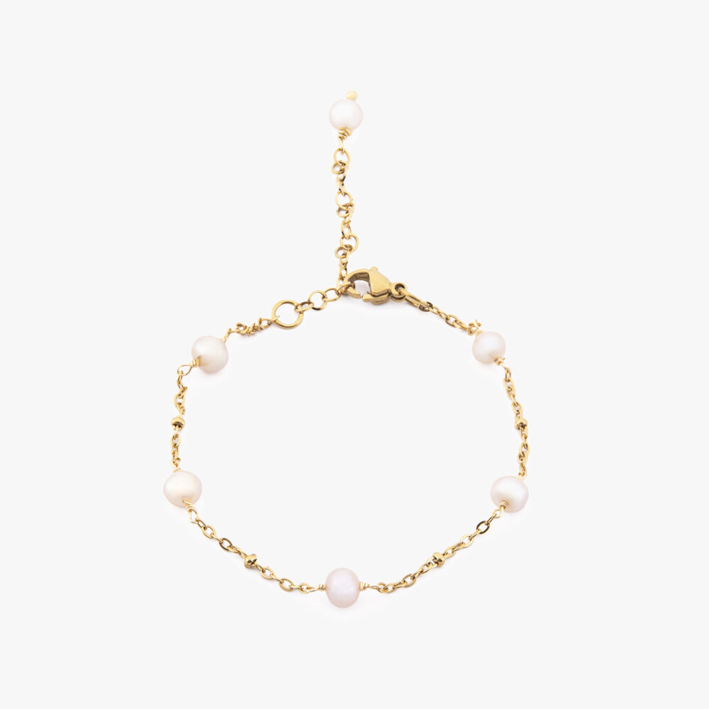 دستبند مروارید زنانه صنم با آبکاری طلا سری زروار - 1