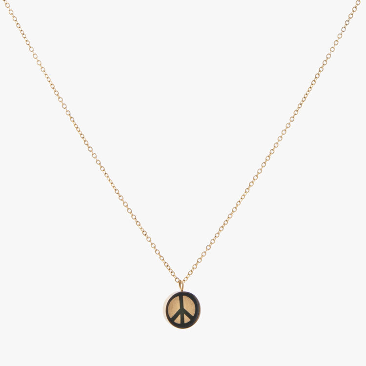 گردنبند زنانه صلح با ورق طلا و زنجیر سری مانیمو
