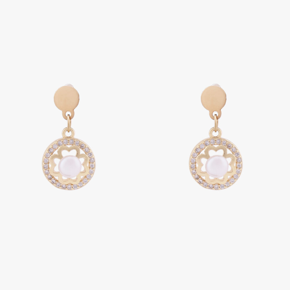 گوشواره مروارید زنانه موژان با آبکاری طلا سری زروار - 1