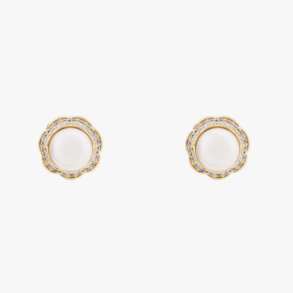 10016435-W گوشواره مروارید زنانه تابا با آبکاری طلا سری زروار - 1