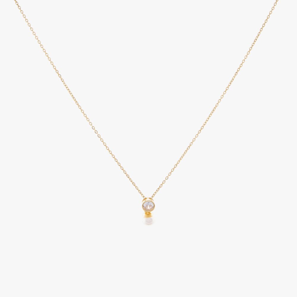 گردنبند مروارید زنانه آلفا با آبکاری طلا سری زروار - 1