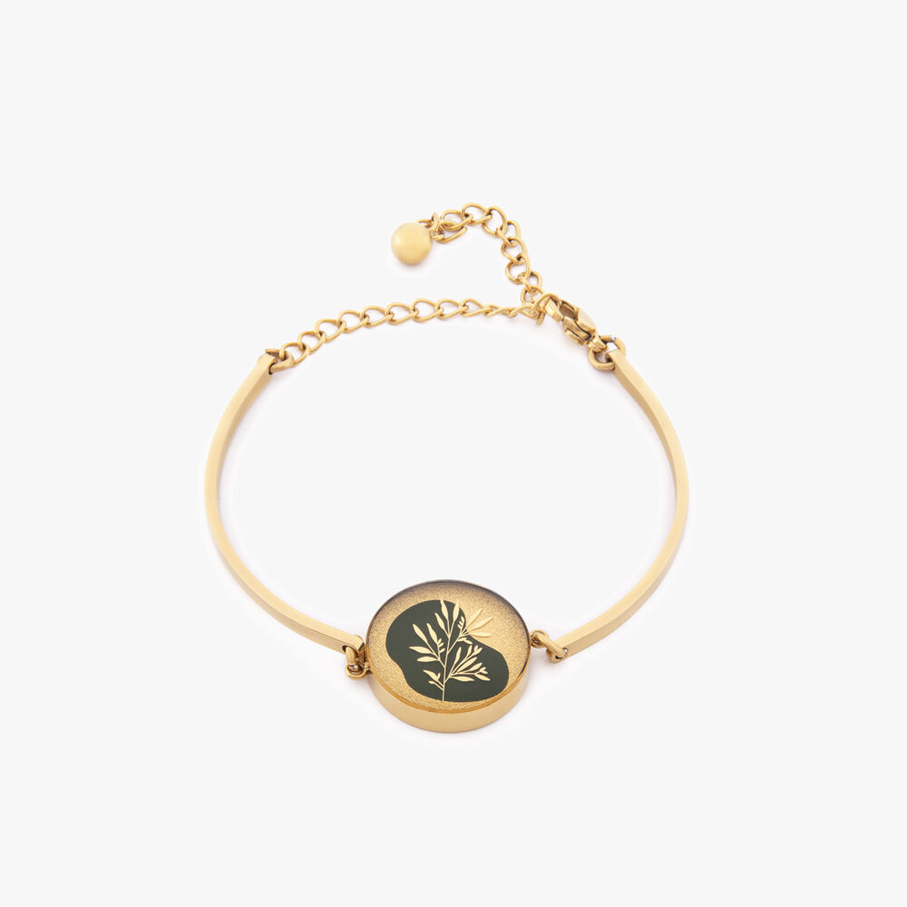 دستبند زنانه صنم با ورق طلا و زنجیر سری هما - 1