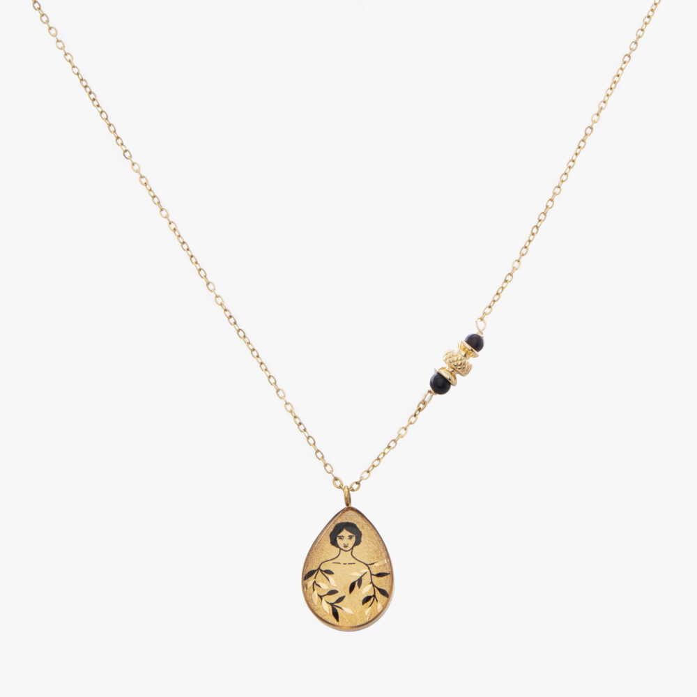 10016522-W گردنبند زنانه ژیوا با ورق طلا و زنجیر سری بارش - 1