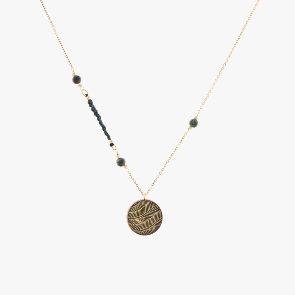 10016533-W گردنبند زنانه ژاوا با ورق طلا و زنجیر سری مانیسا - 1