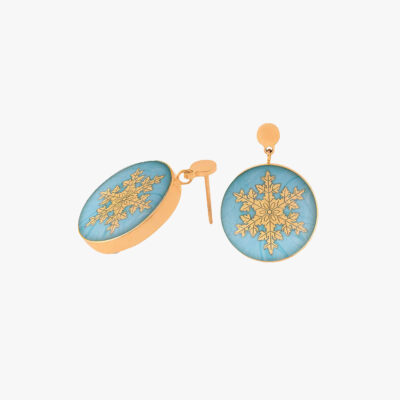 گوشواره زنانه زمستان با ورق طلا سری مانی کلاسیک