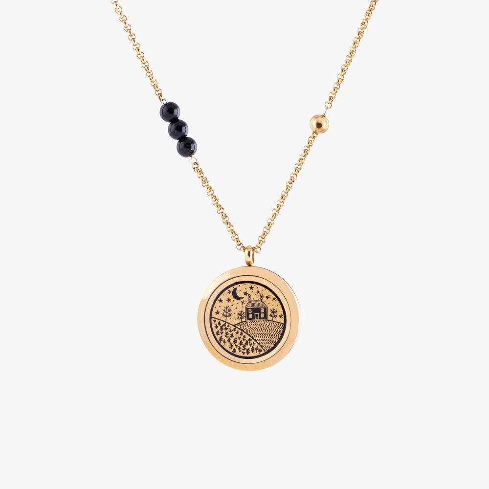 w-8-1.jpg گردنبند زنانه خانه با ورق طلا و زنجیر سری لاکت نیاز - 1