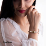 دستبند زنانه محبت با ورق طلا و سنگ سری زینو - 2