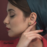 گوشواره زنانه نوژا با ورق طلا سری هور - 2