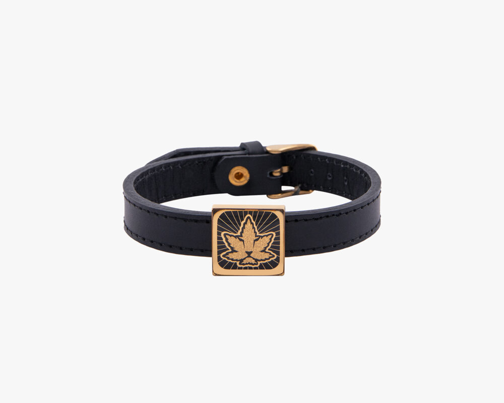 دستبند مردانه شادان با ورق طلا و چرم سری آریا - 1