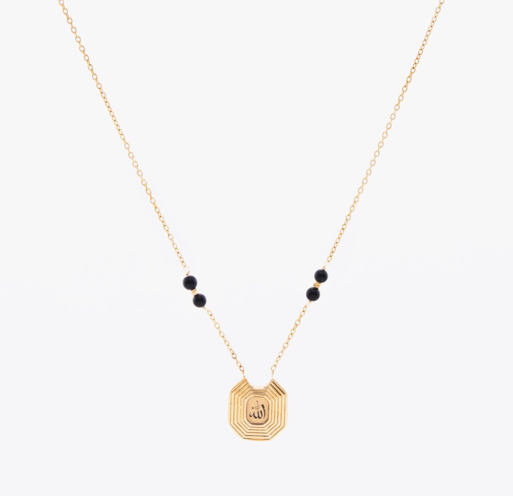 گردنبند زنانه الله با ورق طلا و زنجیر سری نشان - 1