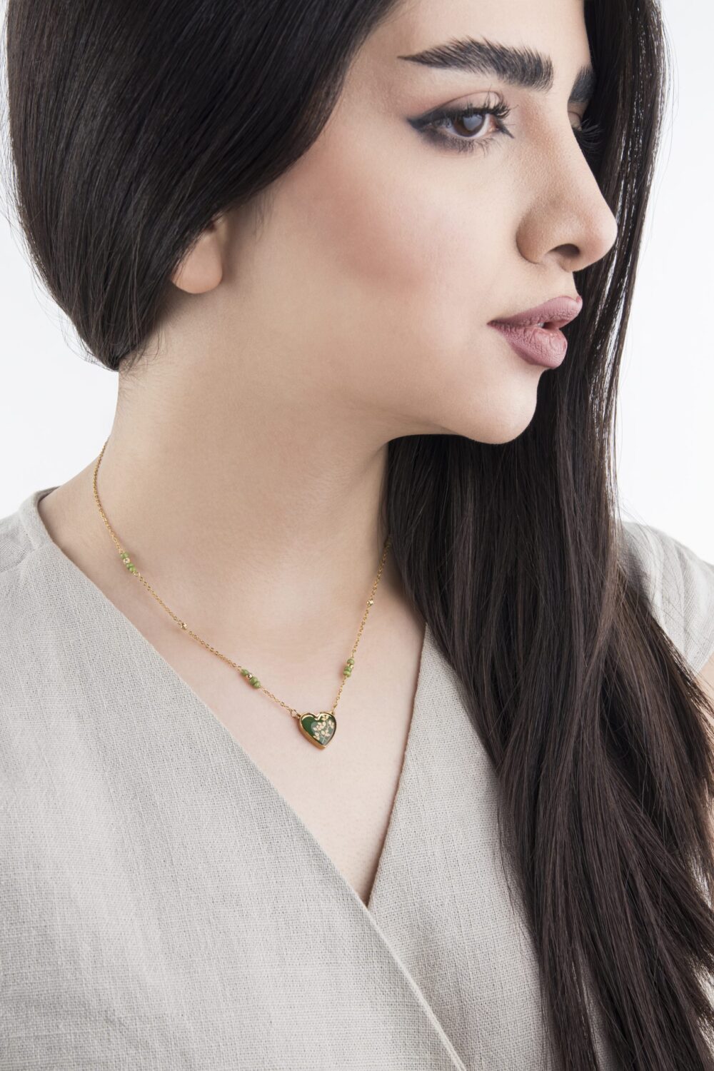 گردنبند زنانه جوانه با ورق طلا و زنجیر سری همدم - 3