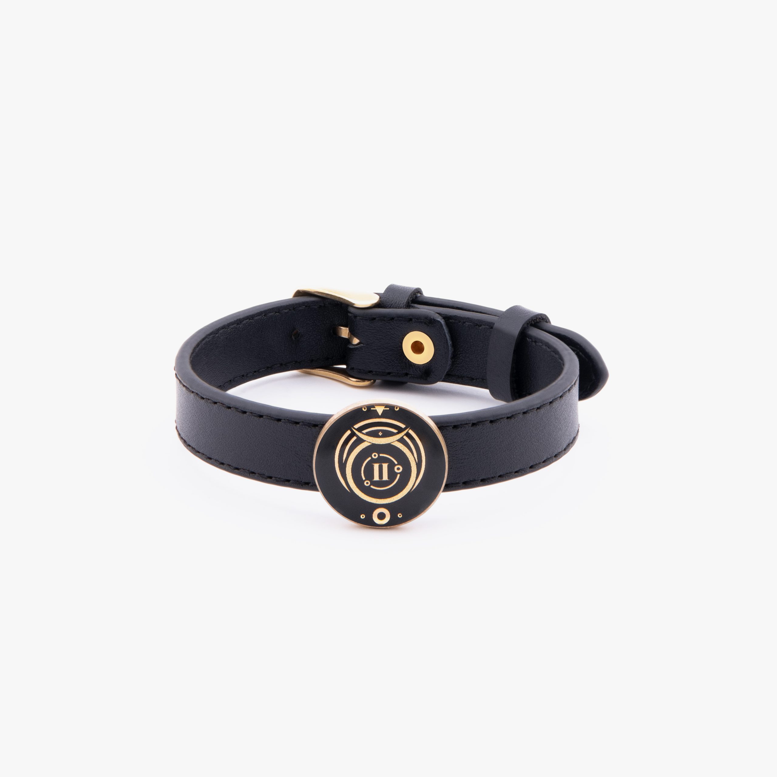 دستبند مردانه اردیبهشت با ورق طلا و چرم سری جهان