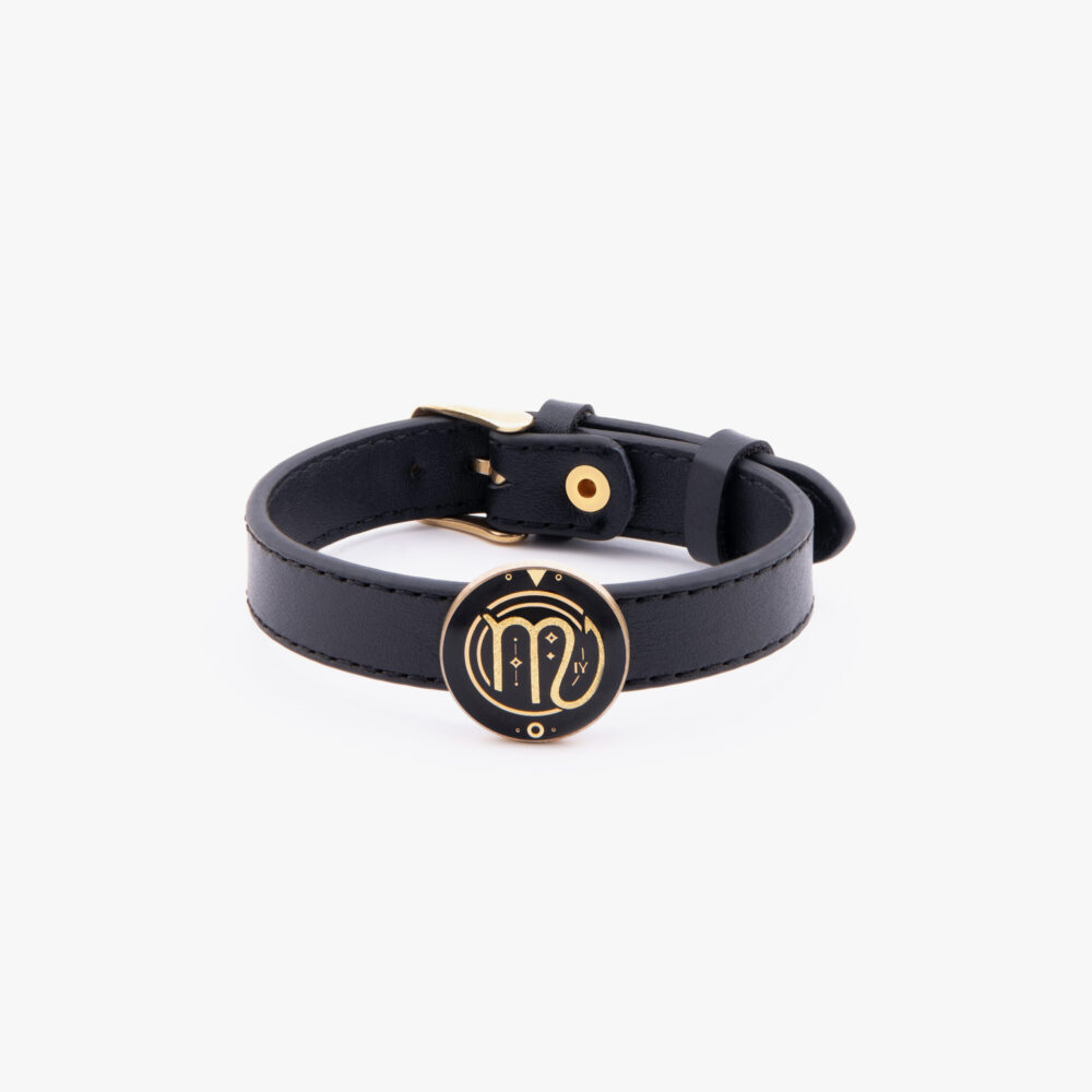 10015253-G دستبند مردانه آبان با ورق طلا و چرم سری جهان - 1